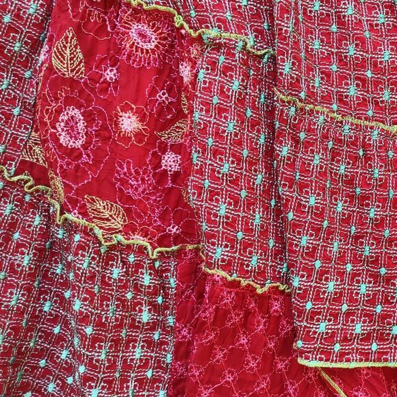 Johnny Was Boho Tiered Floral Patchwork Midi Skirt Flowy Hippie Size Small - Picture 11 of 14